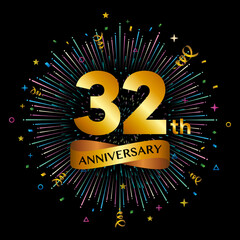 32th anniversary celebration logotype. Golden anniversary celebration template design, Vector illustrations.