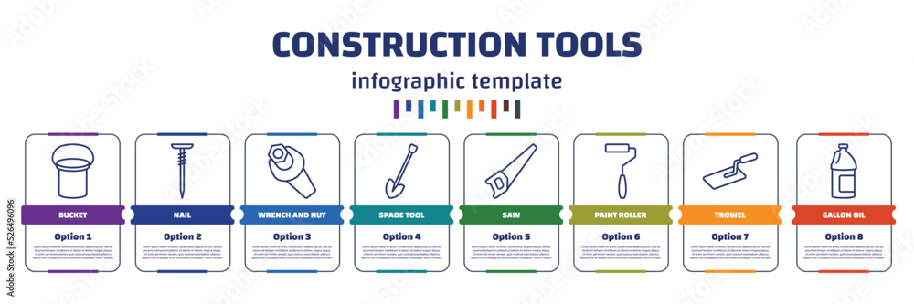 Poster infographic template with icons and 8 options or steps. infographic for construction tools concept. 