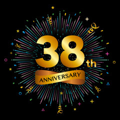 38th anniversary celebration logotype. Golden anniversary celebration template design, Vector illustrations.