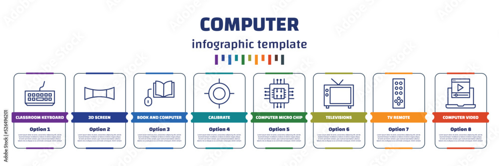 Poster infographic template with icons and 8 options or steps. infographic for computer concept. included c