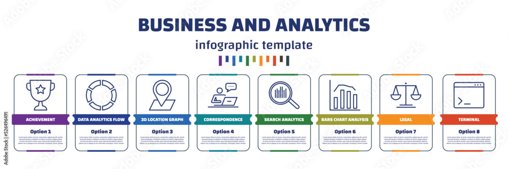Poster infographic template with icons and 8 options or steps. infographic for business and analytics conce