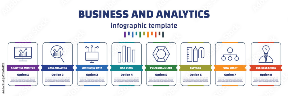 Poster infographic template with icons and 8 options or steps. infographic for business and analytics conce