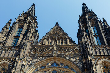 Fototapeta na wymiar Saint Vitus Cathedral facade, west view, Prague, Czech Republic