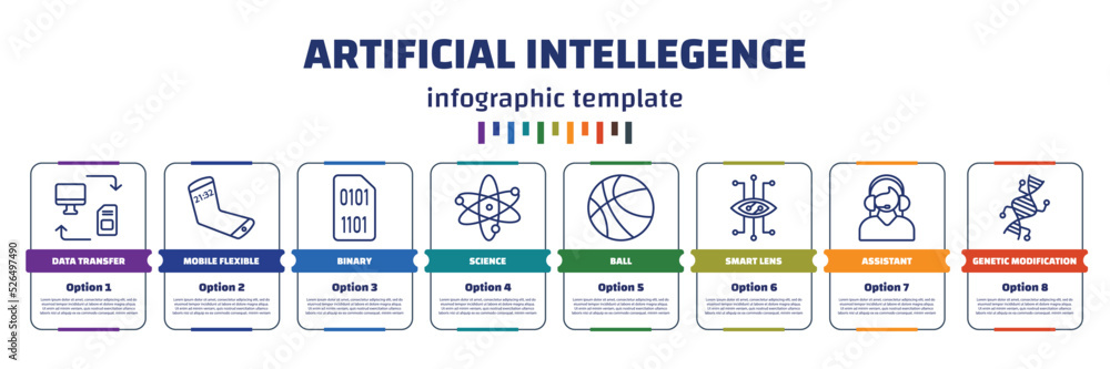 Poster infographic template with icons and 8 options or steps. infographic for artificial intellegence conc