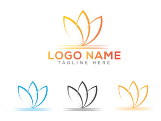 Flower logo design. Fashion brand logo. Clothing. lotus flower. Flower shop vector logo. Icon