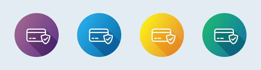 Payment done line icon in flat design style. Credit card signs vector illustration.