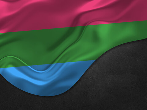 The Polysexual flag (LGBTQ+) isolated on a white background. Top view. Flat lay. Space for text. Love concept. 
