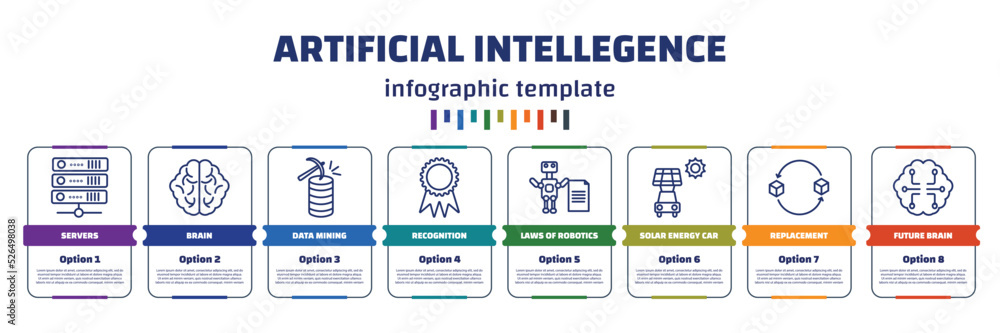 Poster infographic template with icons and 8 options or steps. infographic for artificial intellegence conc