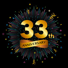 33th anniversary celebration logotype. Golden anniversary celebration template design, Vector illustrations.