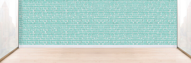 bright empty interior design, stone wall. 3D illustration