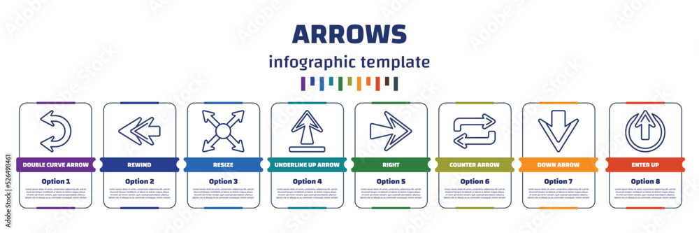 Poster infographic template with icons and 8 options or steps. infographic for arrows concept. included dou