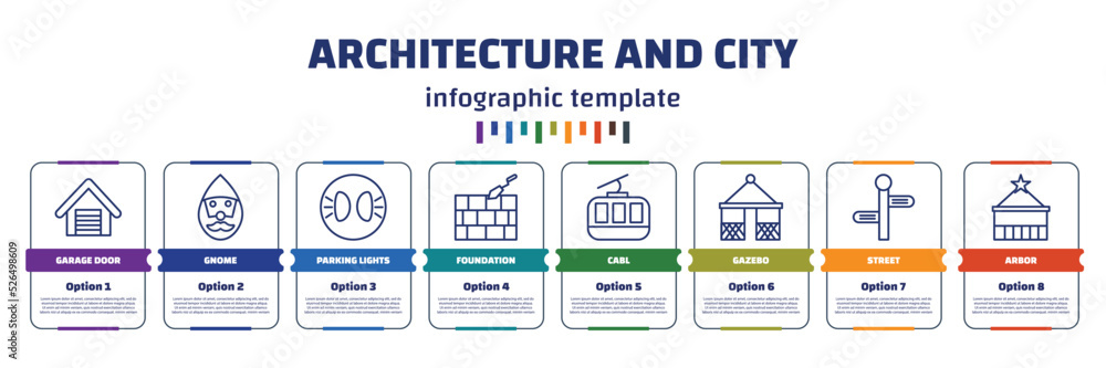 Poster infographic template with icons and 8 options or steps. infographic for architecture and city concep