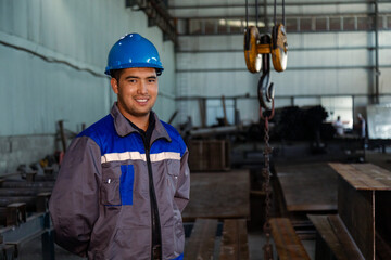 Portrait of steel factory worker