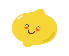 yellow cartoon lemon illustration with smiling sweet cheeks