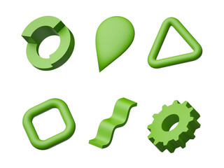 3d render, simple geometric shapes, primitives and abstract objects. Collection of colorful balls, spheres and round design elements, isolated on transparent background