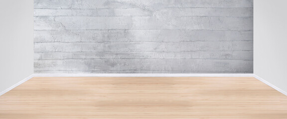 bright empty interior design, stone wall. 3D illustration