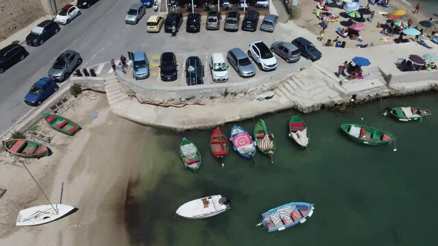 Aerial shot of the abbey of San Vito, Polignano a mare. Apulia, Italy