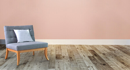 empty room and gray armchair interior design. 3D illustration