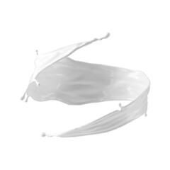 3d render, milk splash isolated on transparent background. White paint splashing. Cosmetics moisturizing lotion.