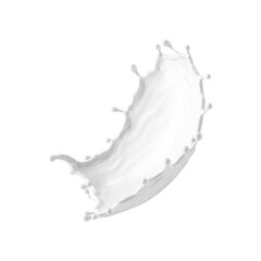3d render, milk splash isolated on transparent background. White paint splashing. Cosmetics moisturizing lotion.