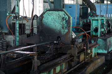 Fototapeta na wymiar Stainless steel pipes production machines