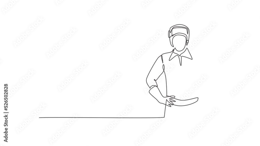 Aufkleber self drawing of single one line draw welder with a thumb-up gesture works in the construction of a b