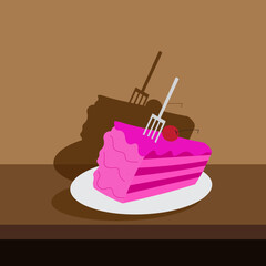 vector illustration of a sweet and delicious pink cake in a bowl