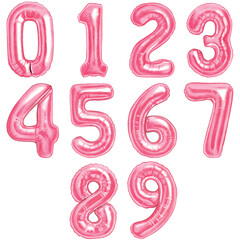 Watercolor hand drawn pink number shaped balloons