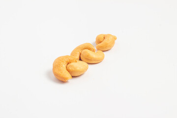 cashew cookie on white isolated background