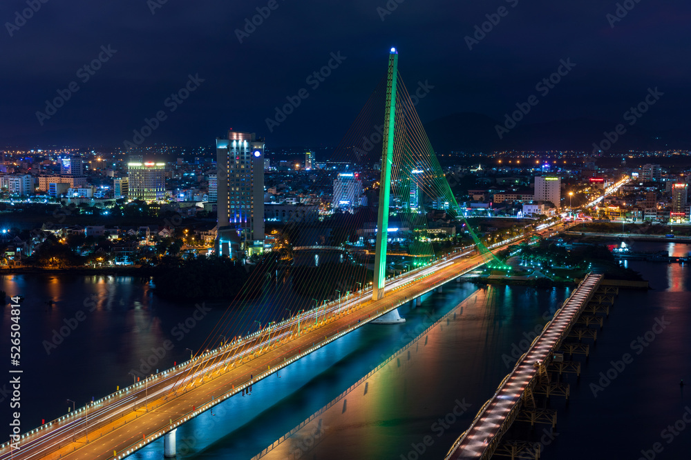 Wall mural nightscape of da nang city.