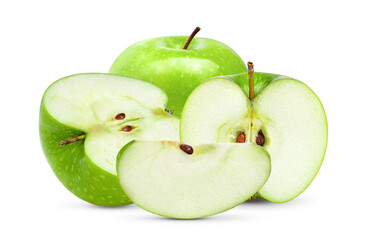 half green apple on a white background