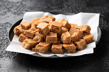 Home made All butter caramel fudge in plate