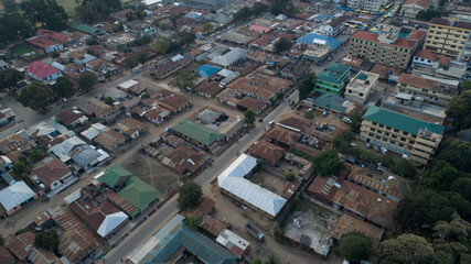 Aerial view of the Morogoro town in  Tanzania