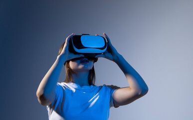 Virtual designer working on holographic simulation experience for building model. High tech...