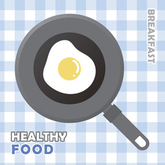 Healthy and nutritious breakfast illustration with fresh poached eggs on a pan