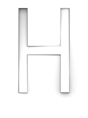 Letter H cut from white background and rotated diagonally, 3d rendering