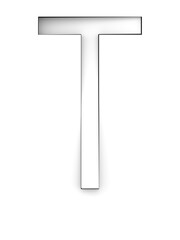 Letter T cut from white background and rotated diagonally, 3d rendering