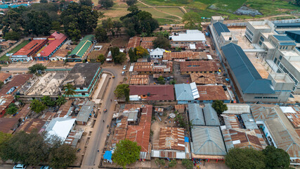 Aerial view of the Morogoro town in  Tanzania