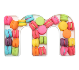macaroons variety in alphabet plate	
