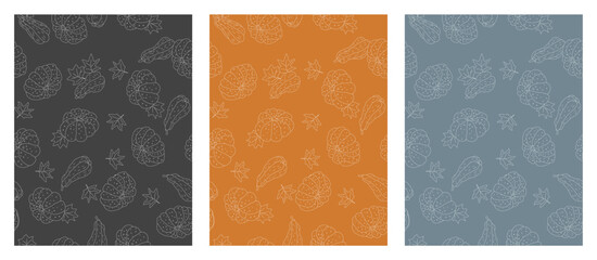 Autumn posters with pumpkins pattern, fall illustration, halloween pattern, seamless pumpkin pattern