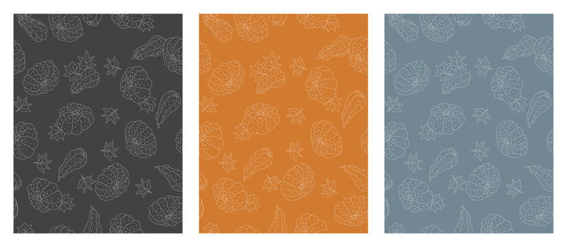Autumn posters with pumpkins pattern, fall illustration, halloween pattern, seamless pumpkin pattern