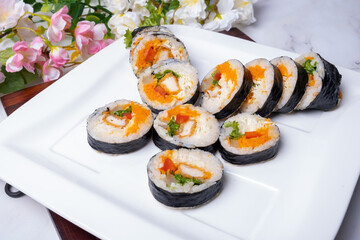 Delicious Korean food simple meal kimbap