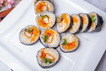 Delicious Korean food simple meal kimbap