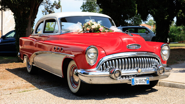 Gorizia_Italy. August 27, 2022 Buick Special DeLuxe (1952) red and white from 1952