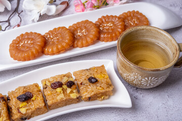 Korean food delicious snack Yakgwa and rice cake Yaksik
