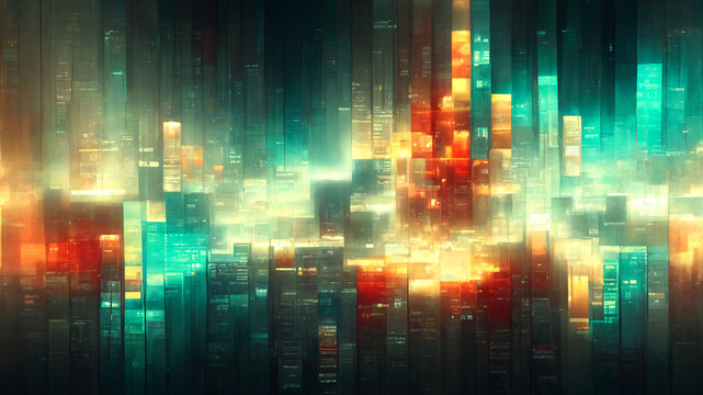 Abstract digital cyber background, Big data code matrix futuristic, digital art style, illustration design