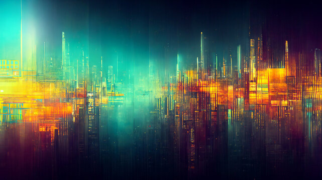 Abstract digital cyber background, Big data code matrix futuristic, digital art style, illustration design, technology concept