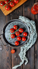 The cherry tomato is a type of small round tomato believed to be an intermediate genetic admixture between wild currant-type tomatoes and domesticated garden tomatoes