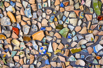 Antique medieval objects of Spanish ceramic seen in the Santa Barbara Castle, Alicante, Spain