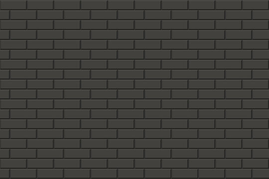 Brick wall seamless geometric pattern. Dark repeatable stone texture. Endless black simple background